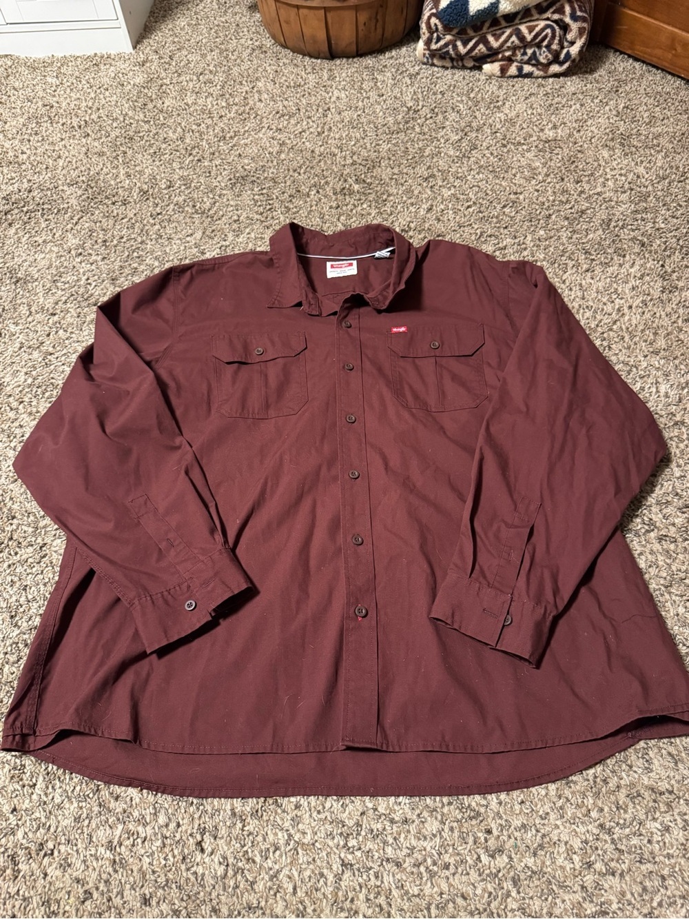 Wrangler Men's Long-Sleeve Button-Up Shirt - Burgundy